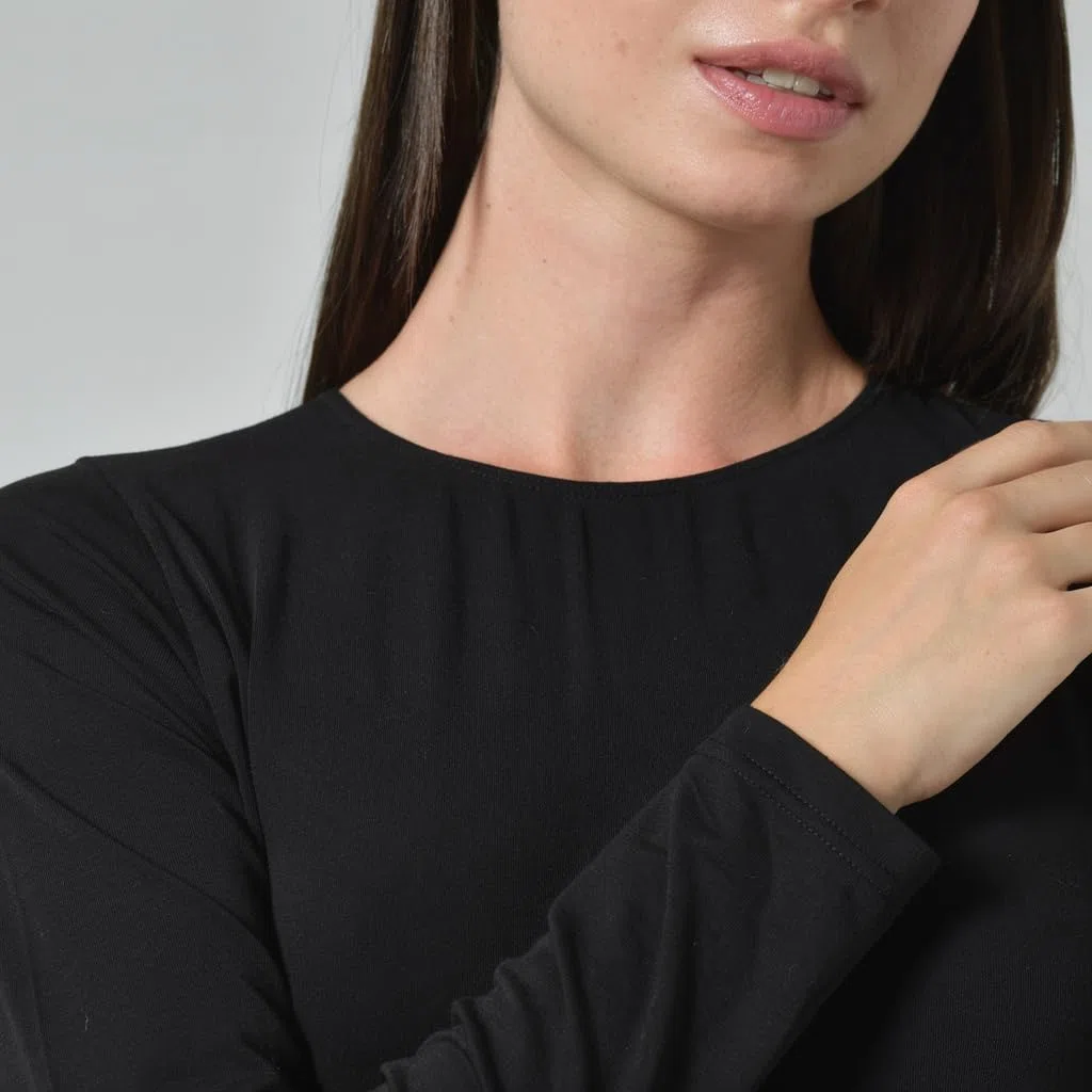 Risalti Maglia Donna in Viscosa di Bamboo - sotto Giacca Donna Manica Lunga Elastica, Traspirante e Morbida, Intimo Senza Cuciture per Pelli Sensibili - Made in Italy