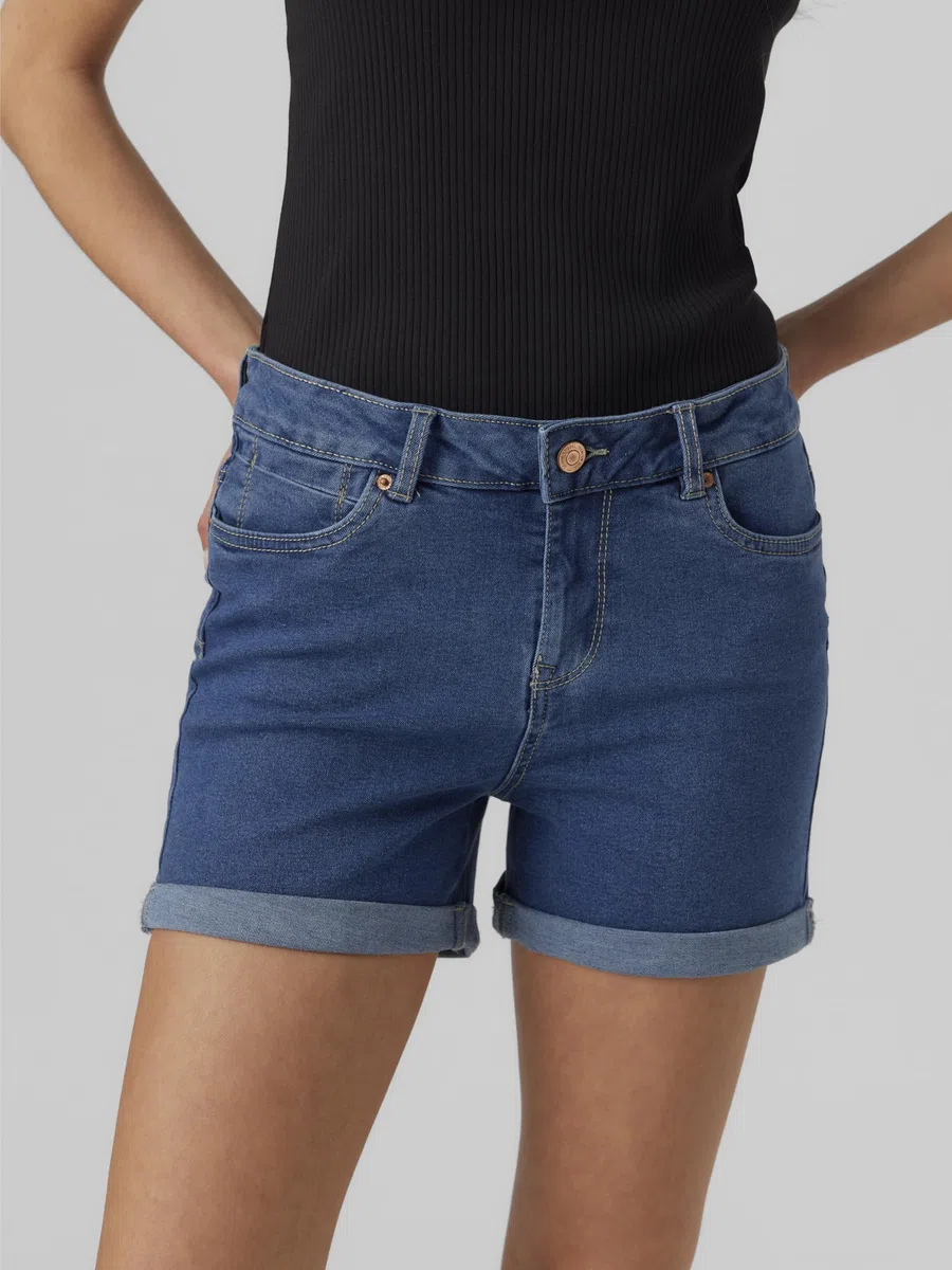 VERO MODA Shorts Denim con Orlo Arrotolato e Tasche