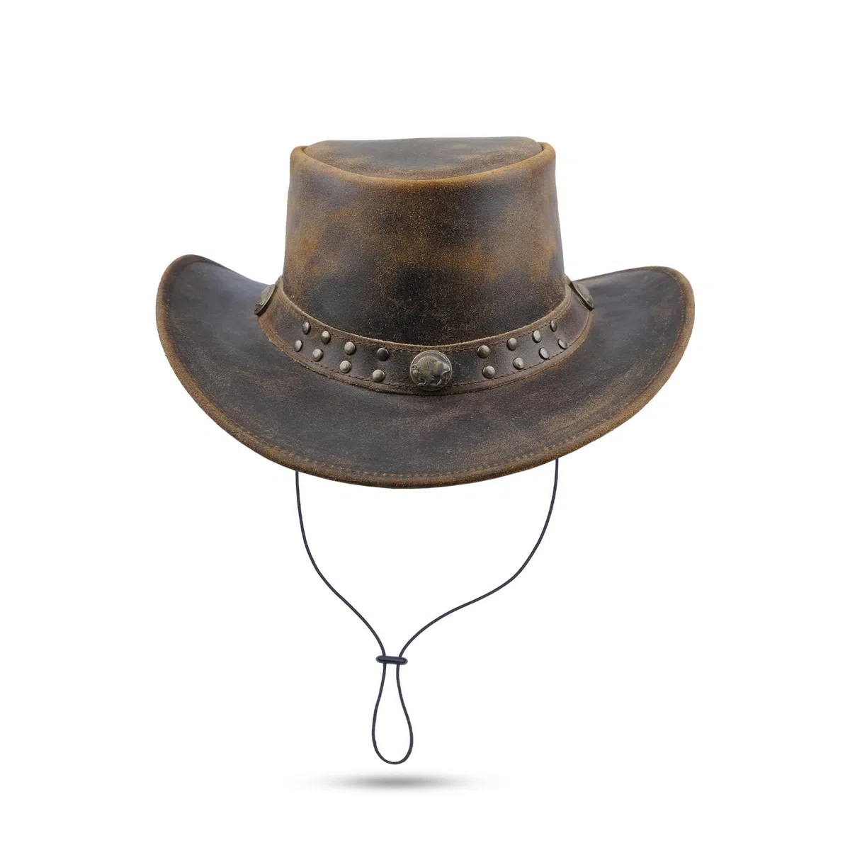 Leatherick Cappello da Cowboy in Pelle Scamosciata Cappello in Vera Pelle di Vacchetta dell'outback Occidentale in Pelle Scamosciata Stile Australiano