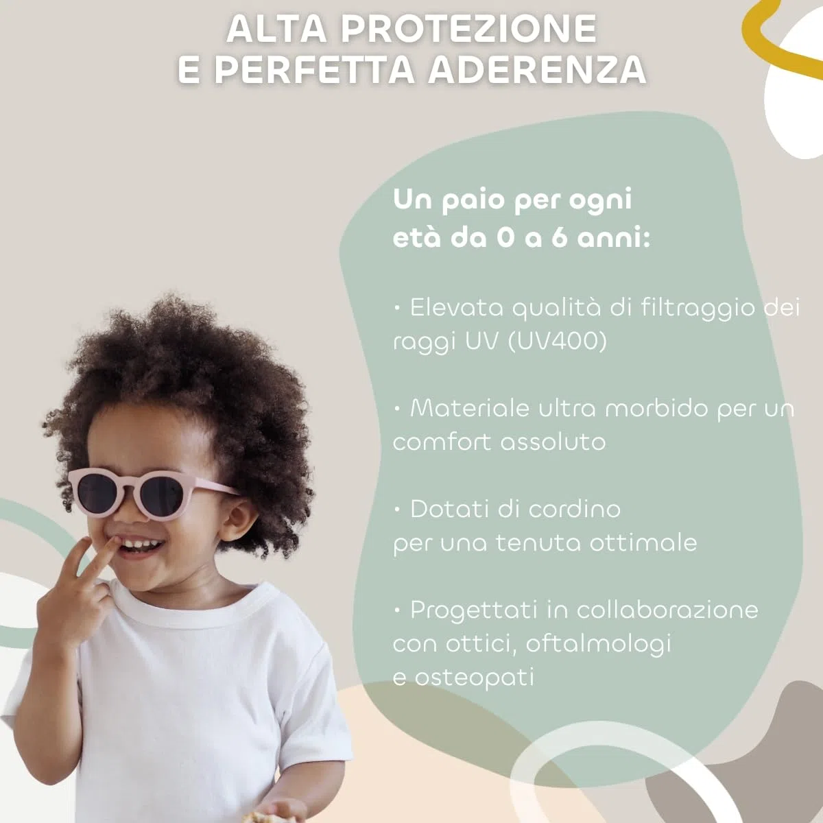 BÉABA, Occhiali Da Sole Per Bambini 2-4 Anni, Protezione 100% UV - CAT 3, Protezione Laterale, Comfort Ottimale, Aste Regolabili A 360°, Adattabili Alla Vista, Collezione Retro, Dusty Rose