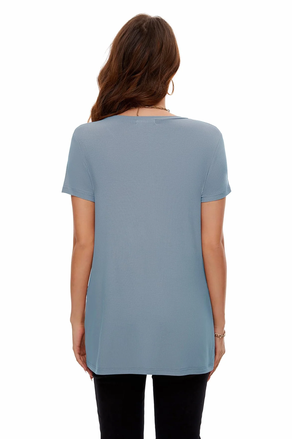Smallshow Abbigliamento Premaman Donna Side Split Magliette e Top maternità,Light Blue,M