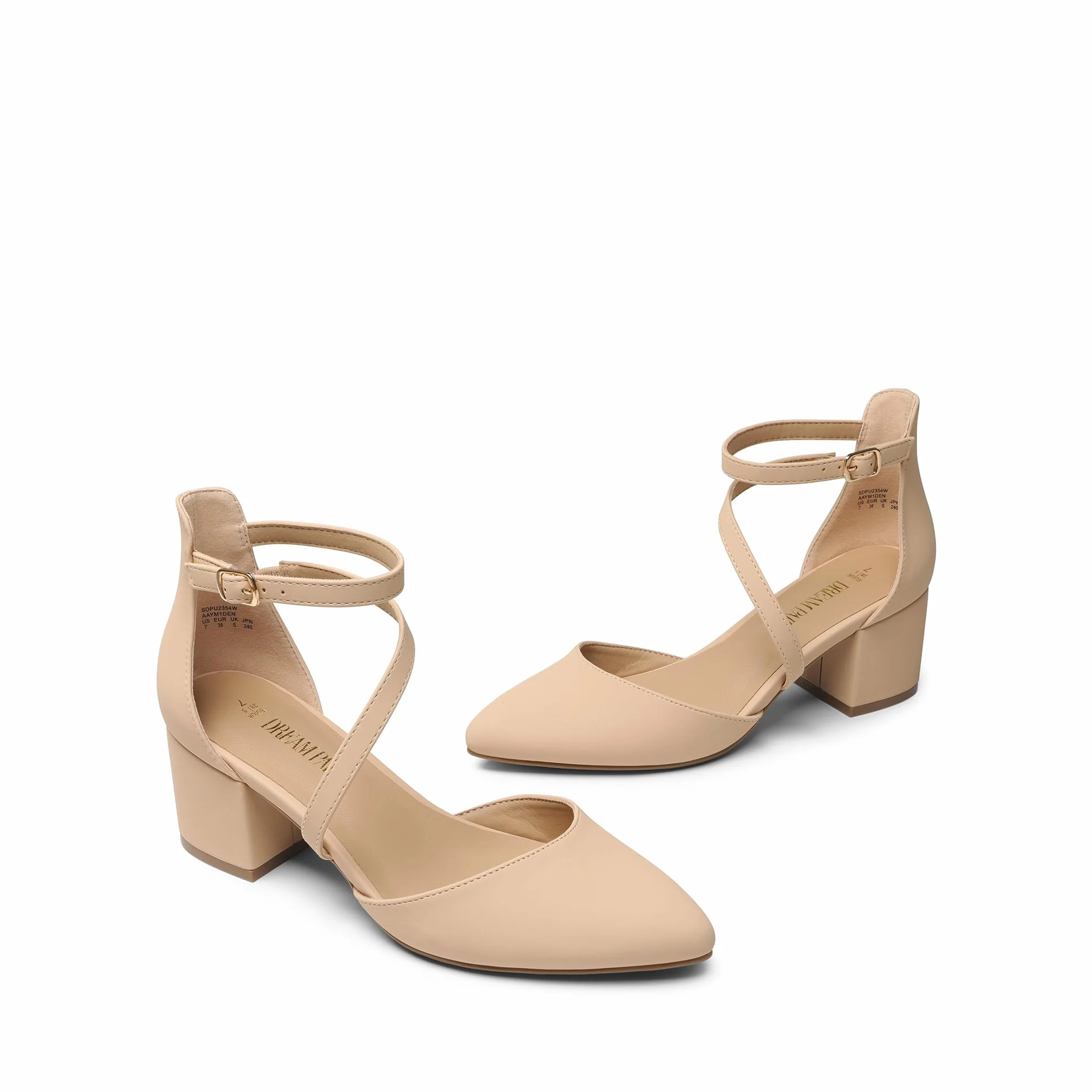 DREAM PAIRS Scarpe Tacco Donna Eleganti Decollete a Cinturini Incrociati Punta Chiusa Sposa Decolte Tacco Medio Largo
