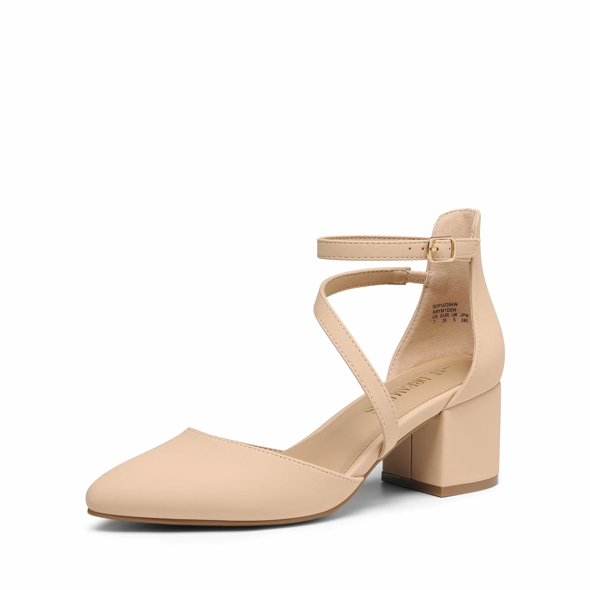 DREAM PAIRS Scarpe Tacco Donna Eleganti Decollete a Cinturini Incrociati Punta Chiusa Sposa Decolte Tacco Medio Largo