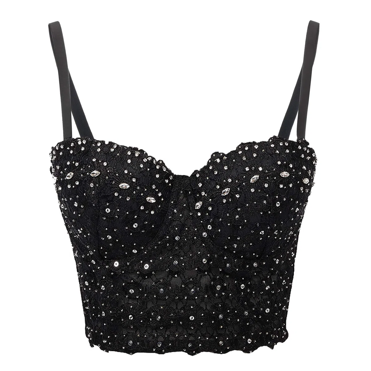 Intima da Donna con Reggiseno in Strass Argento Lucido da Donna