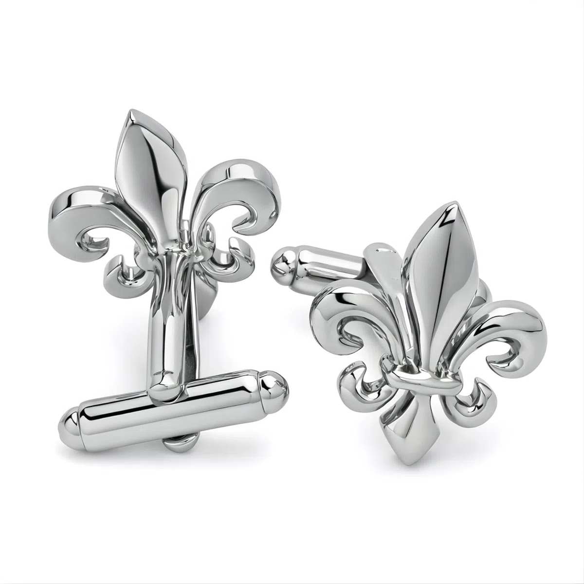 Gemelli Fiore di Giglio | Regalo Camicia da sposa per uomo | Accessori Uomo Design | Manica Moschettiera di lusso argento, mm, acciaio inossidabile