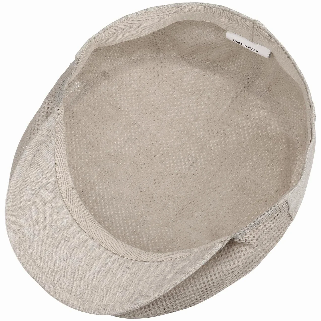 LIPODO Coppola Uomo Lino Beige Made in Italy 60% Cotone 40% Lino Berretto con Visiera Inserto e Fodera in Rete Estivo Primavera Estate
