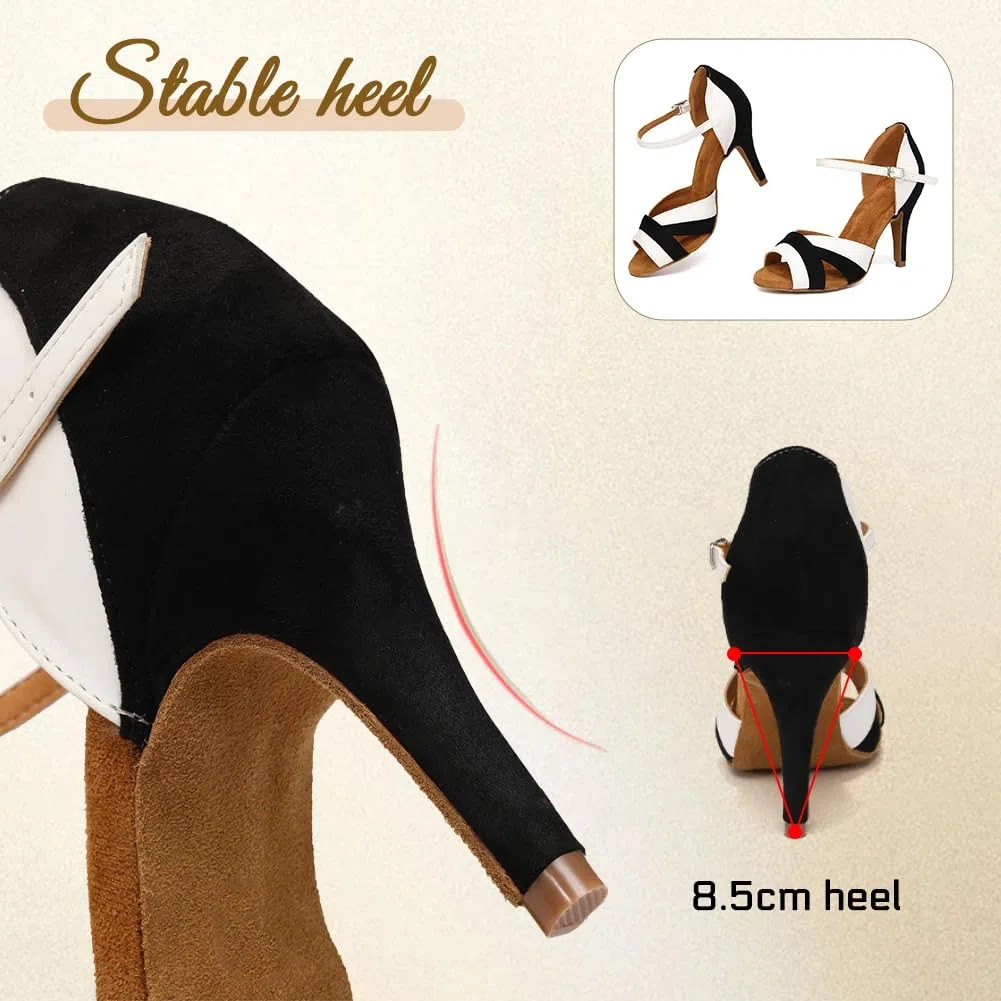 Scarpe da Ballo Latino Americano Donna Professionali Tacco 8.5 cm Scarpe da Ballo Donna Salsa