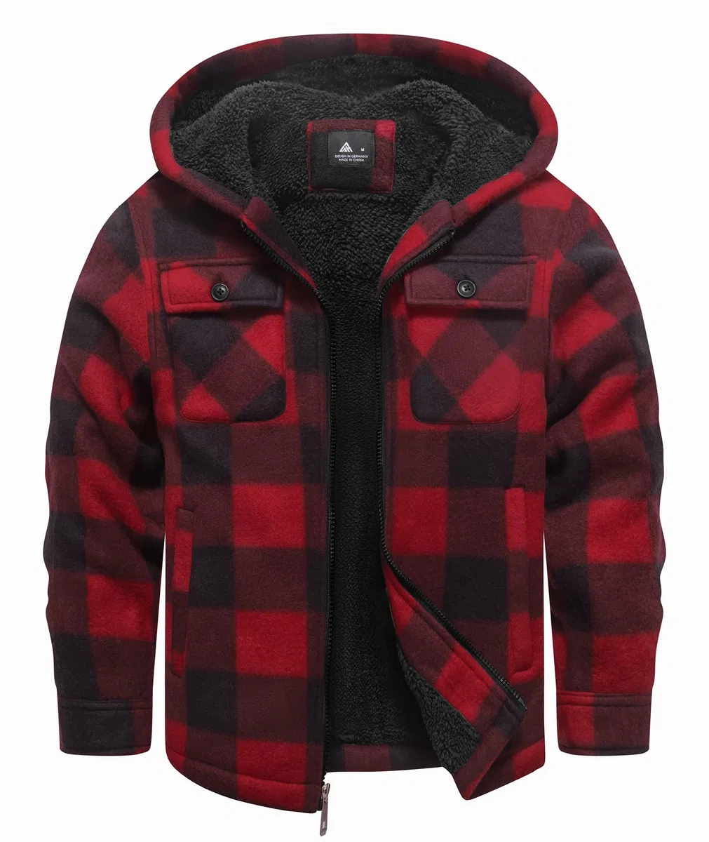 zitysport Camicia Giacca Ragazzi Felpa con Cappuccio Spessa Plaid Bambini Zip Di Flanella Calda Sudore Outdoor Felpa Foderato Invernali Tasca