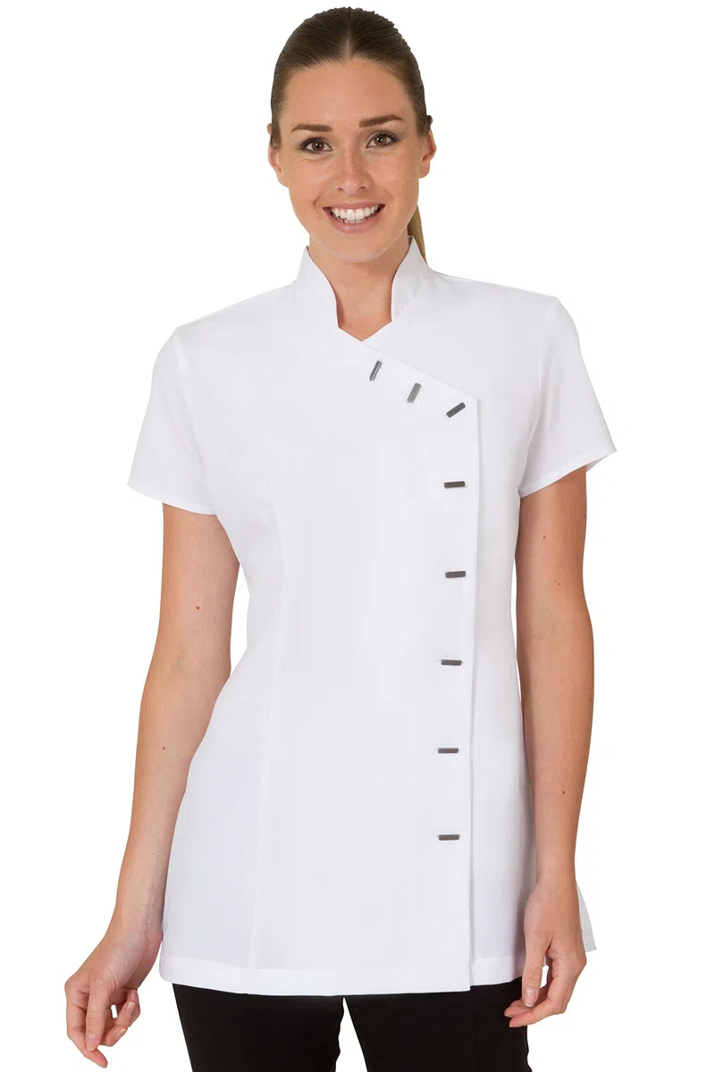 Proluxe Essentials, tunica incrociata sul davanti, per dipendenti di centri benessere, parrucchieri, centri per massaggi, estetisti White 46