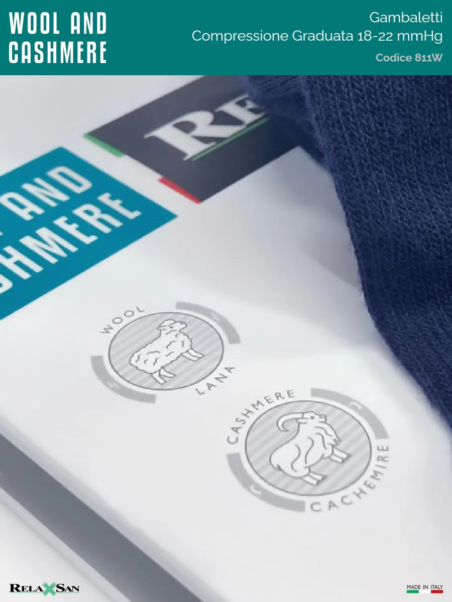 Relaxsan Calze Compressione Graduata Uomo e Donna con Lana e Cashmere, Calze termiche, Made in Italy, 811W