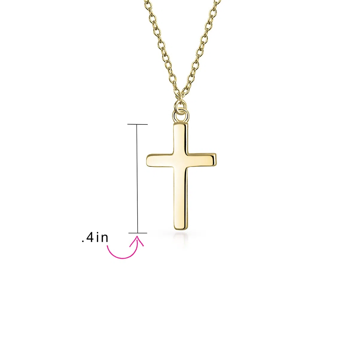 Bling Jewelry Minimalista Semplice Piatto Piccolo Religioso Latino Croce Ciondolo Collana per Adolescenti Oro Rosa Placcato .925 Argento Sterling