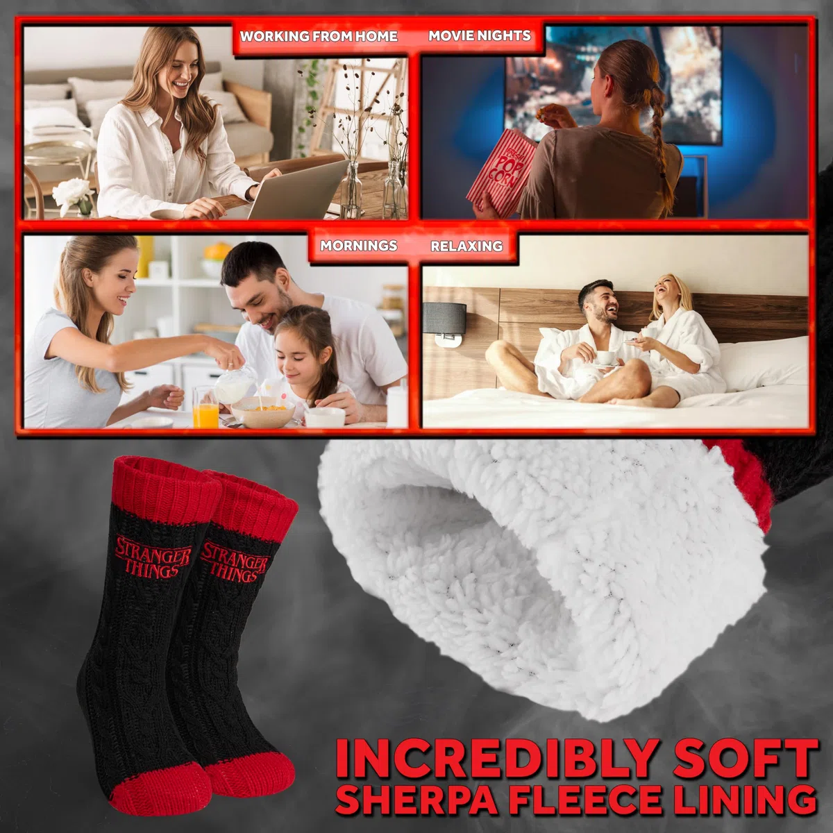Stranger Things Calze a Pantofola da Donna EU 35-41, Calzini Antiscivolo Donna in Caldo Pile, Idea Regalo Accogliente
