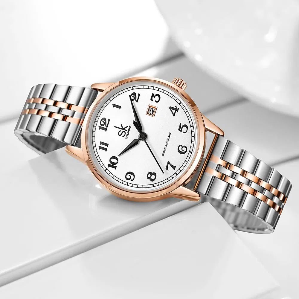 SHENGKE K0150L - Orologio analogico al quarzo, da donna, con cinturino in pelle