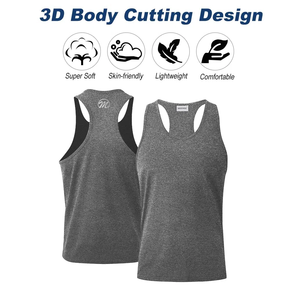 MEETWEE Canotta Uomo, Sportiva Canottiera Gym Tank Top Palestra Canotte Maglie Senza Maniche T Shirt da Bodybuilding Corsa Fitness