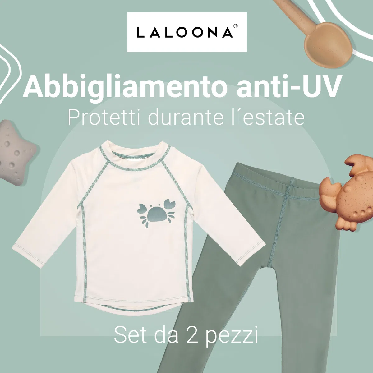 LaLoona Set Pantaloni Neonato e Maglia Mare con Protezione UV - Abbigliamento Neonato Costume Bagno con UPF 80+ - Asciugatura Rapida e Testato Oeko-Tex Standard 100