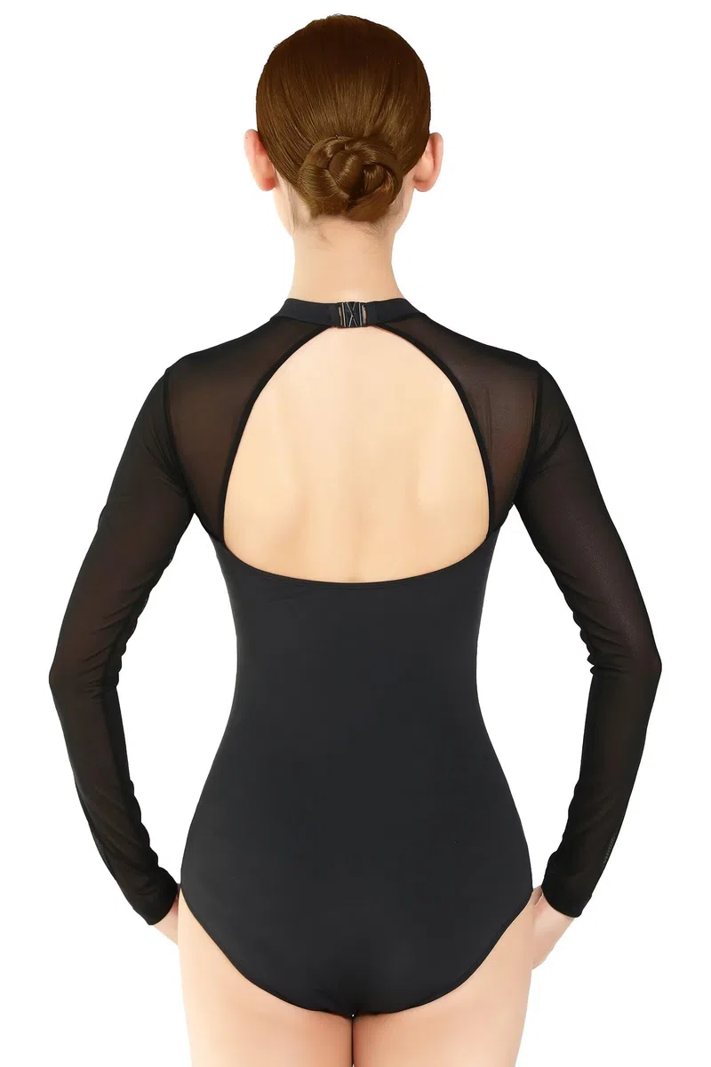 Body Danza Donna,Adulti Manica Lunga Body Danza Classica con Pizzo