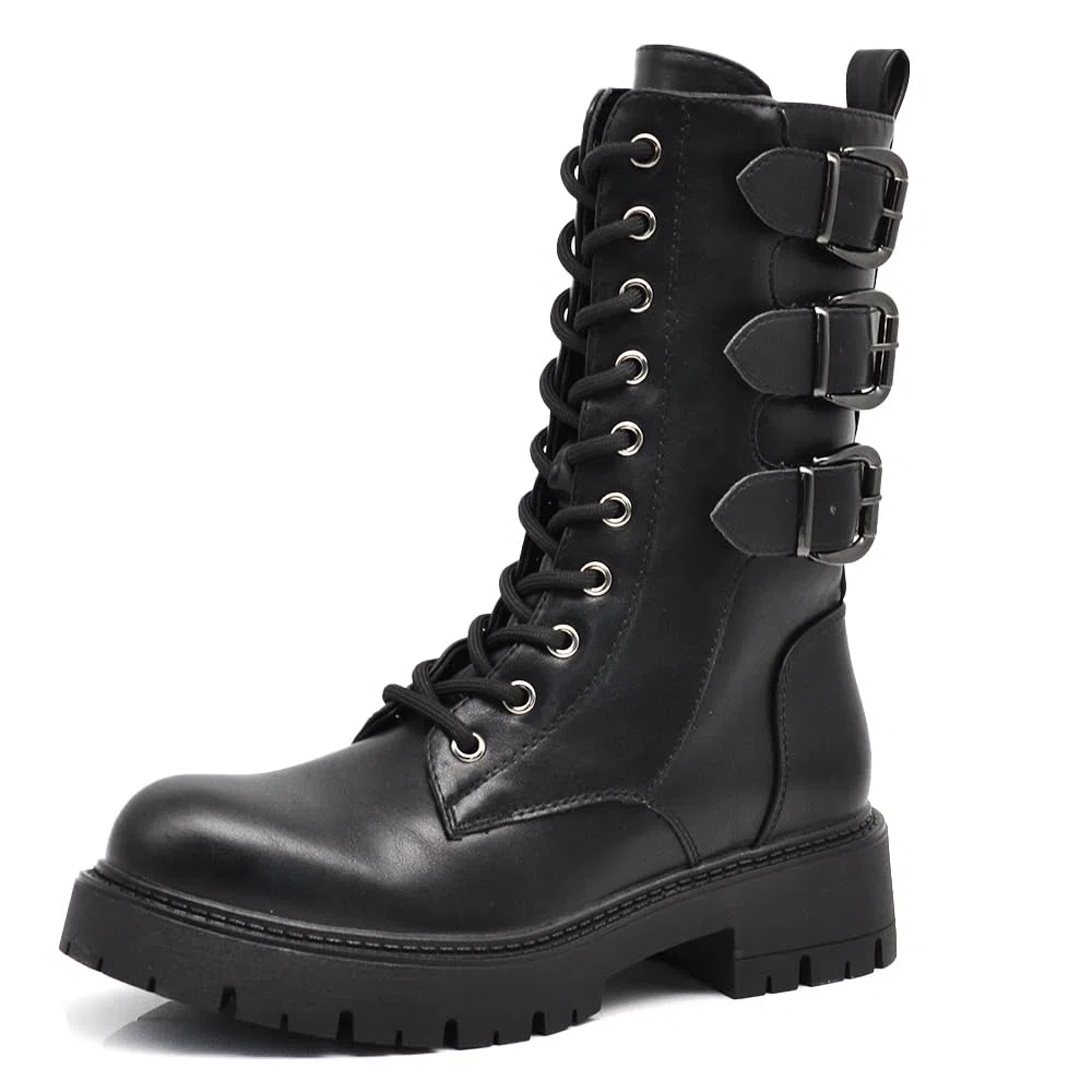IF FASHION Stivali Stivaletti Anfibi Scarpe da Donna Con Platform Zip 6004