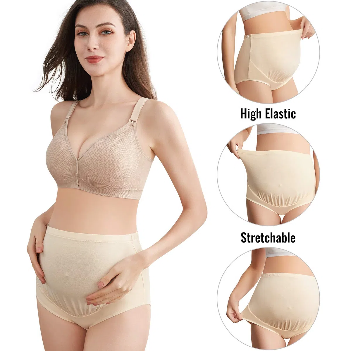 Mama Cotton Women Over The Bump Mutandine di maternità High Waist Copertura Piena di Gravidanza Multi-Pack (S-4XL)