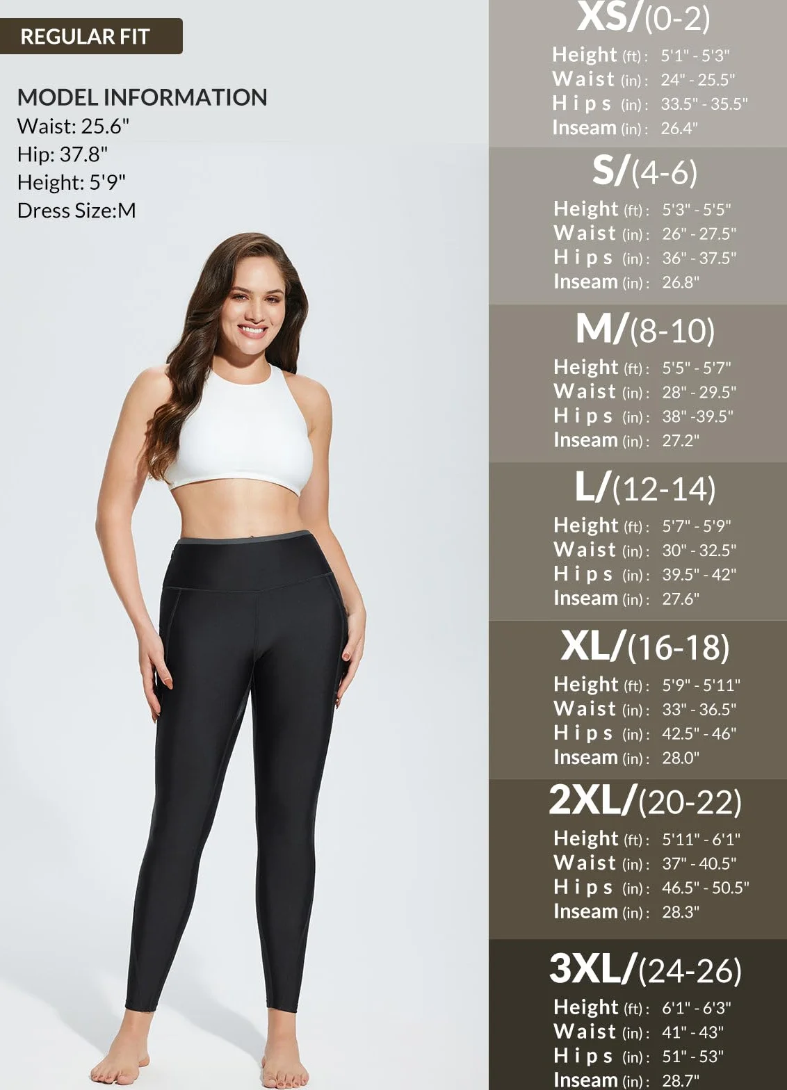 BALEAF Leggings da nuoto da donna con fodera, per nuoto, surf, imbarco, pantaloni lunghi con tasche con cerniera, UPF 50+