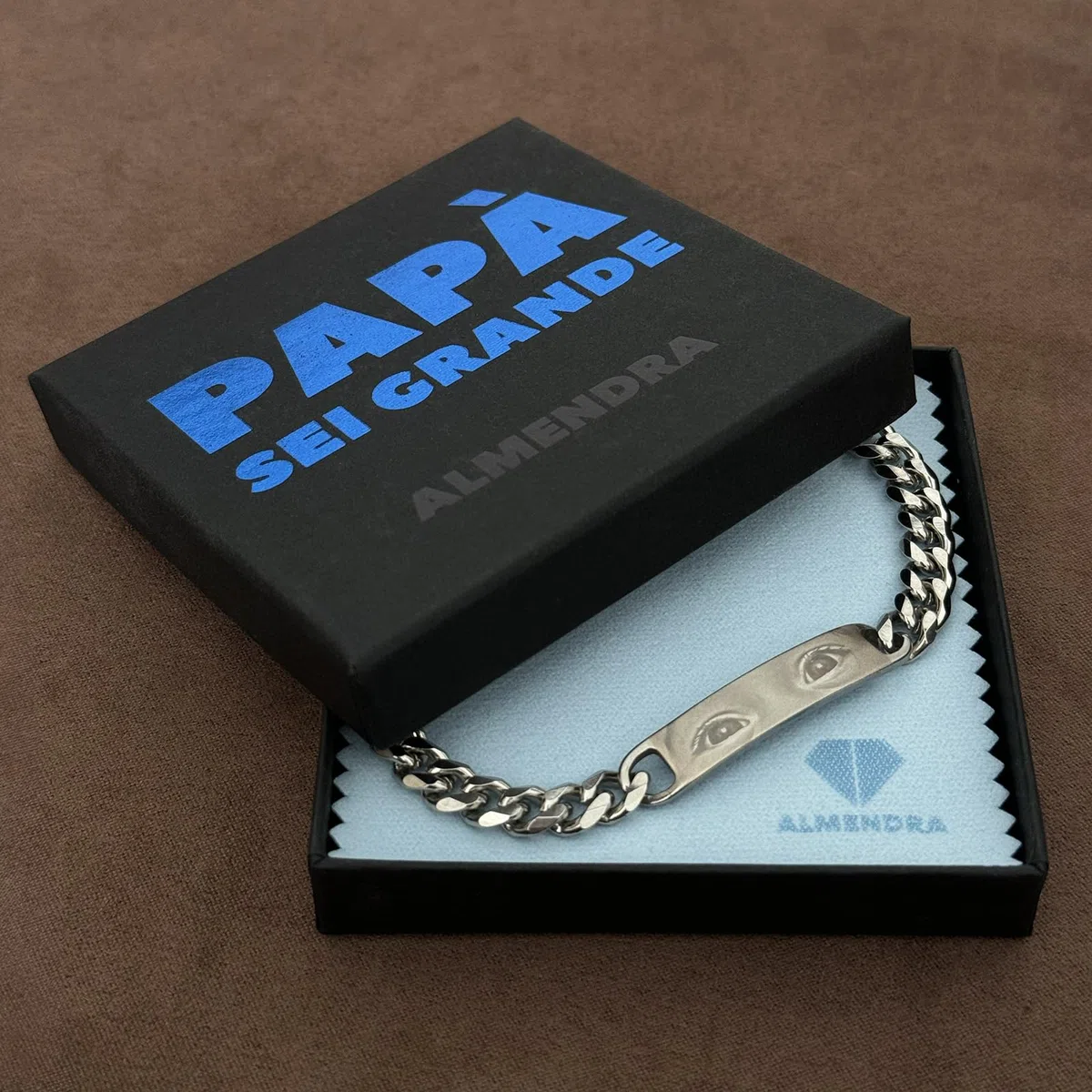 ALMENDRA Bracciale con foto occhi fidanzati con fotografia personalizzata da uomo incisa braccialetto incisione nome frase inciso scritta regalo