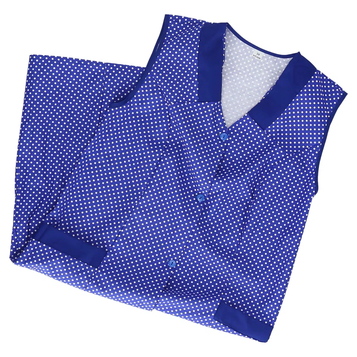 Camice da donna, senza maniche, in cotone, rosso o blu a pois bianchi