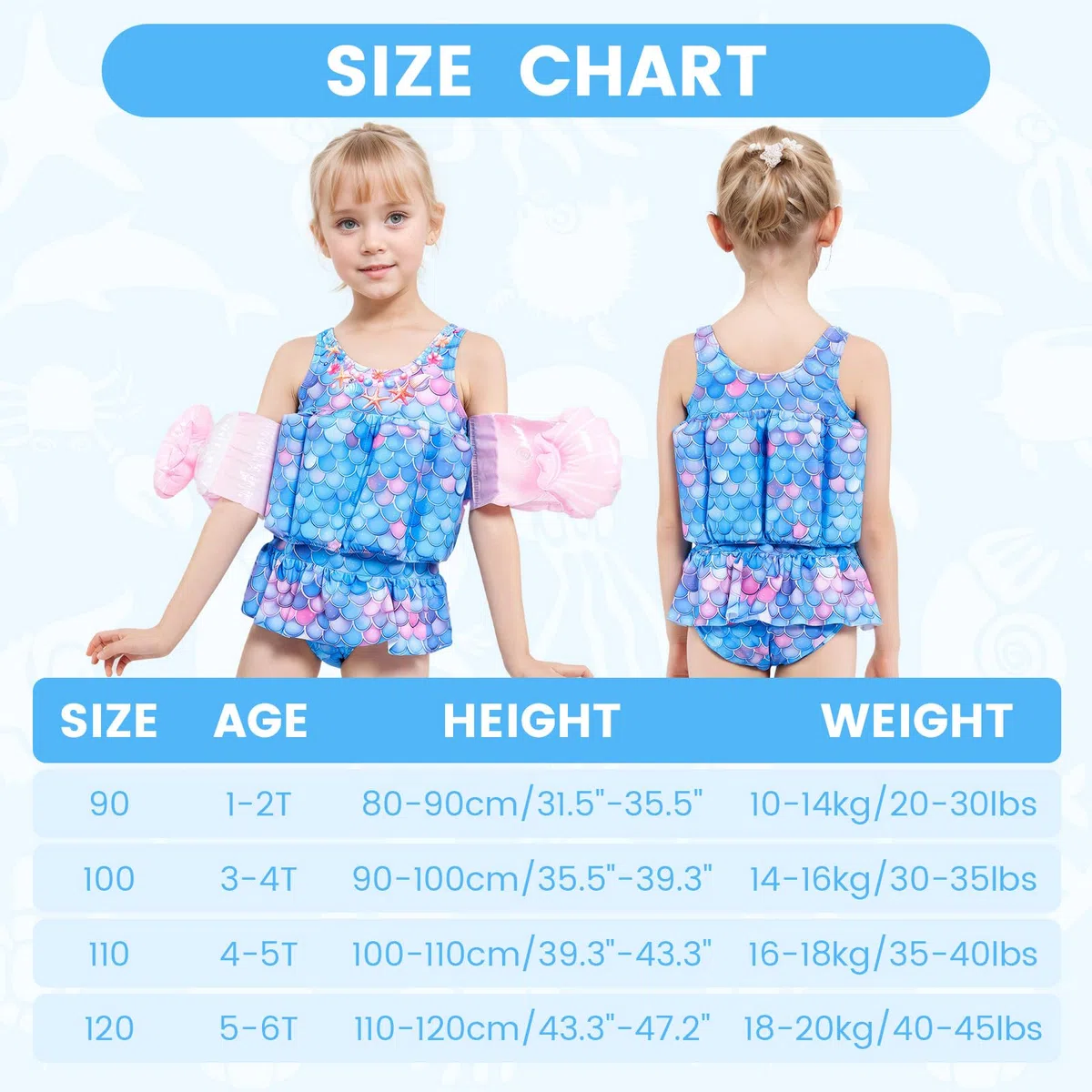 Costume da bagno intero per bambine con galleggiamento Costume da bagno intero per bambini Gilet da bagno Costume da bagno galleggiante