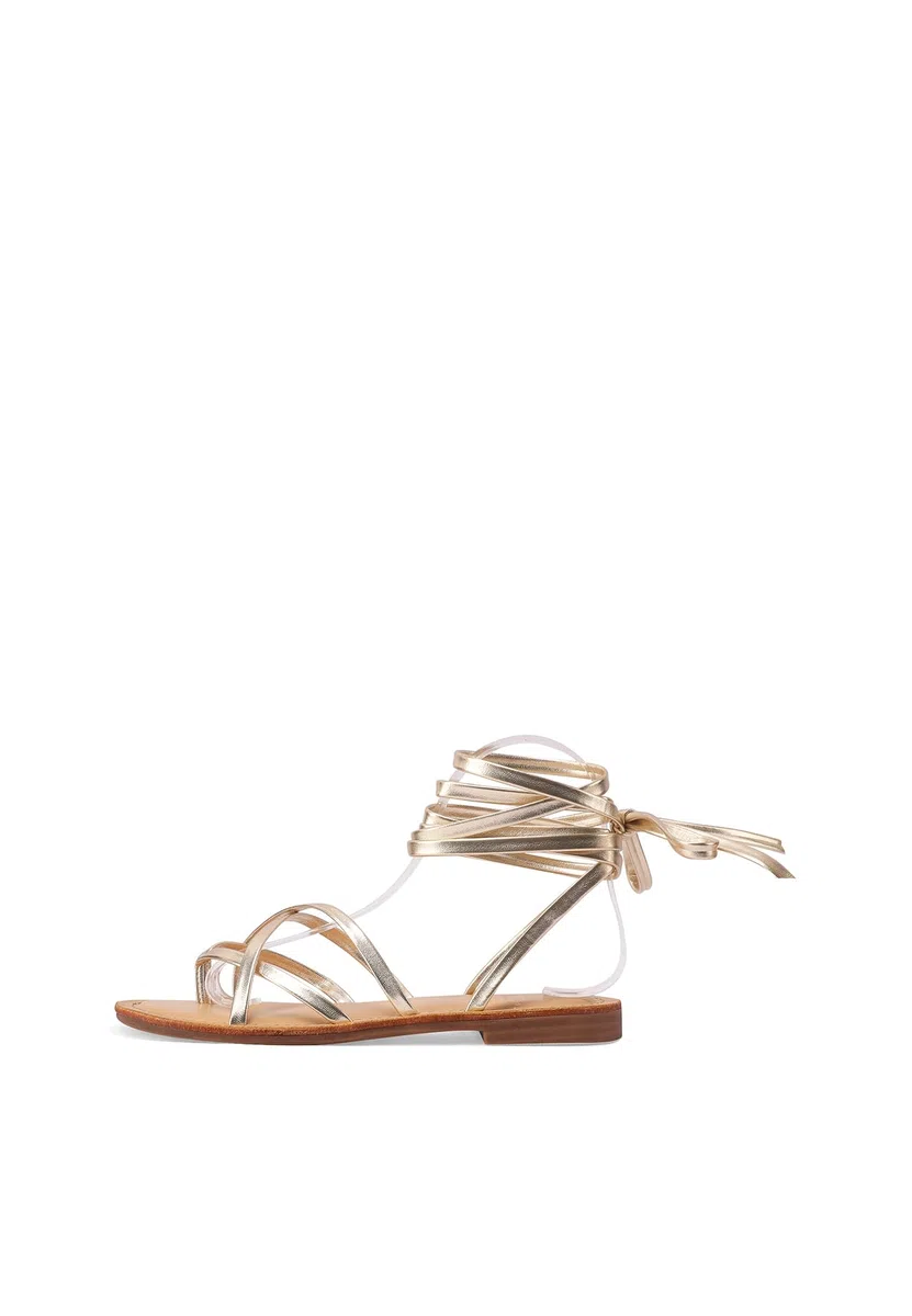 QUEEN HELENA Infradito alla Schiava Sandali Bassi con Lacci Casual Donna Y5017
