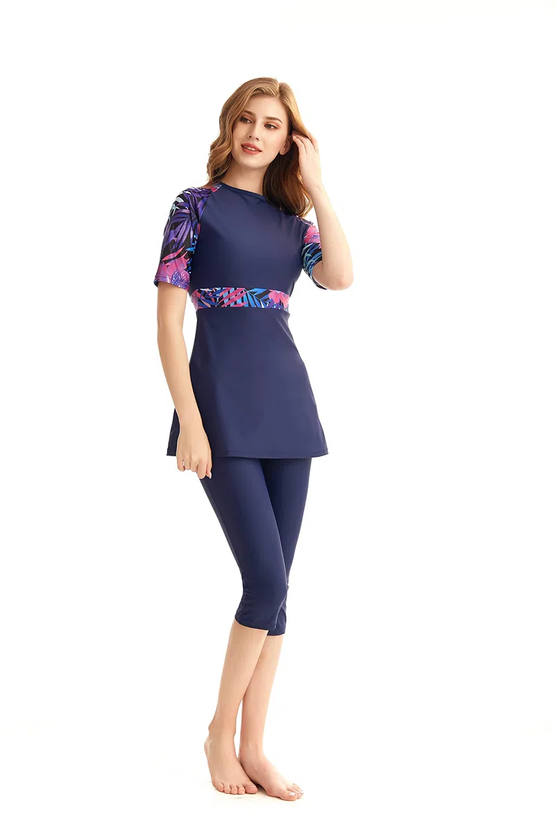 BlueSnow Rash Guard Beachwear Costumi da Bagno modesti per Le Donne Costume da Bagno a Maniche Corte Burkini Modesty Costume