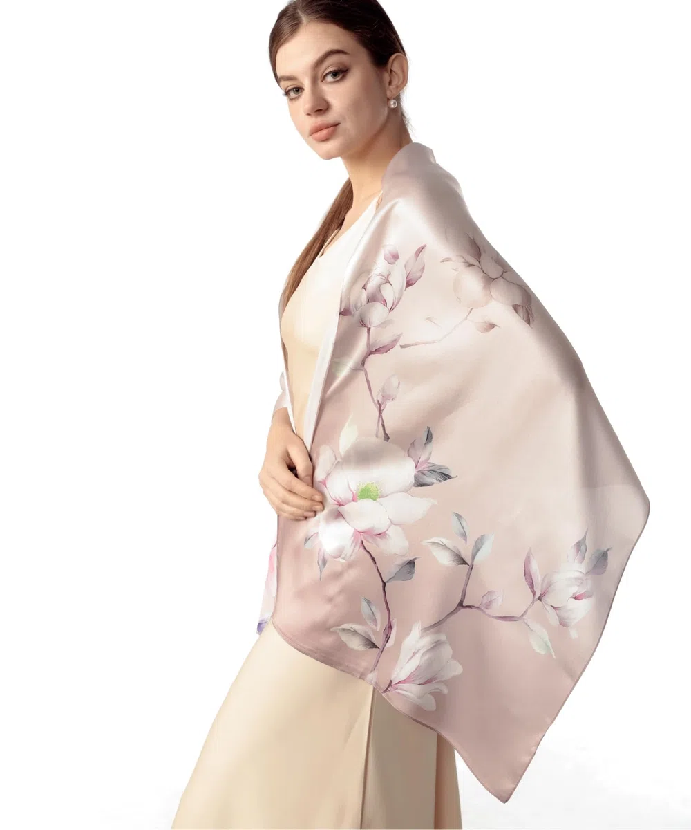 PoeticEHome Sciarpa Lunga in 100% Seta di Gelso - Scialle Oversize Donna per Testa, Collo e Capelli con Elegante Confezione Regalo (170x53cm)