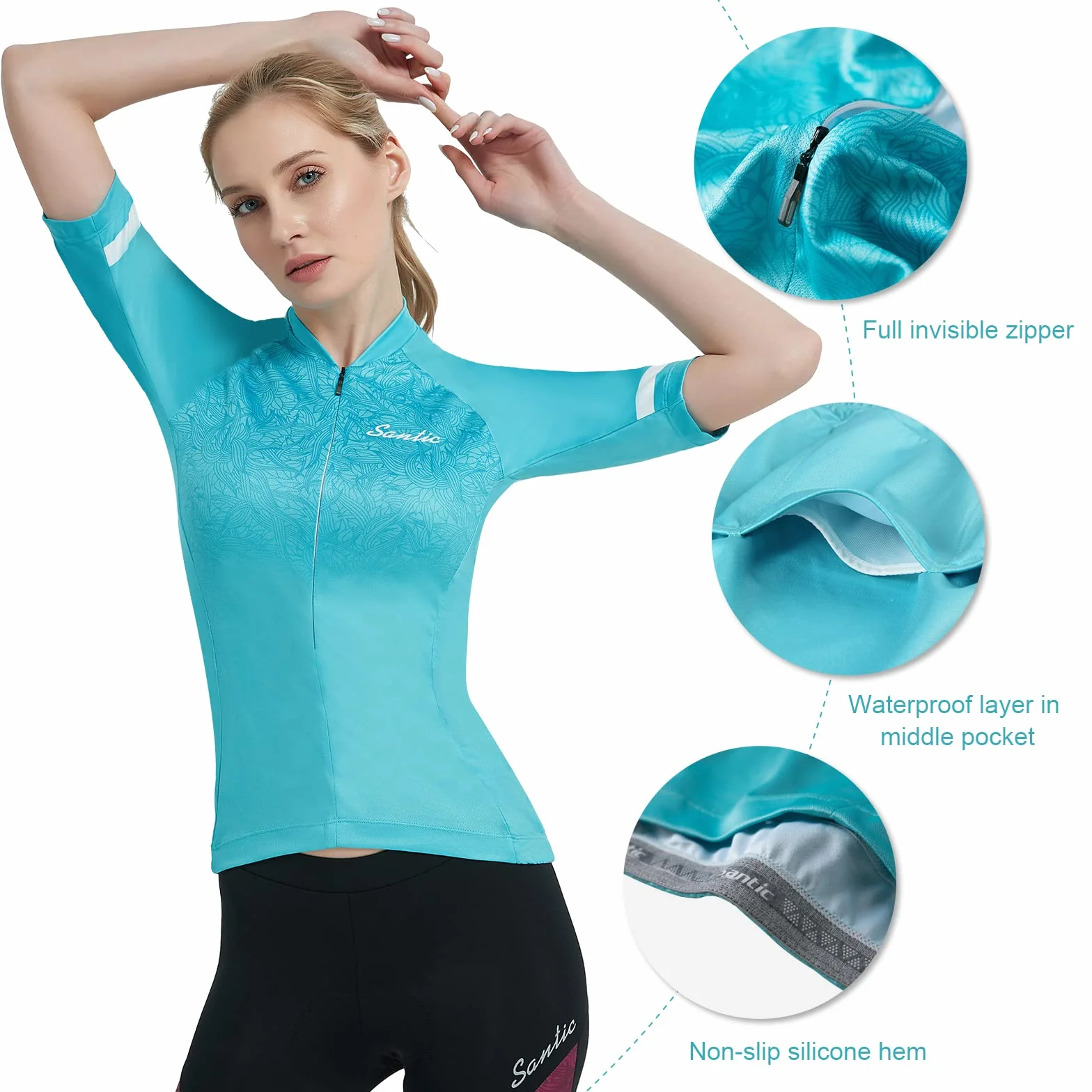 Santic Magliette Ciclismo Donna Maglia Ciclismo Donna Breve Maglietta Bicicletta Camicie Ciclismo per Donna