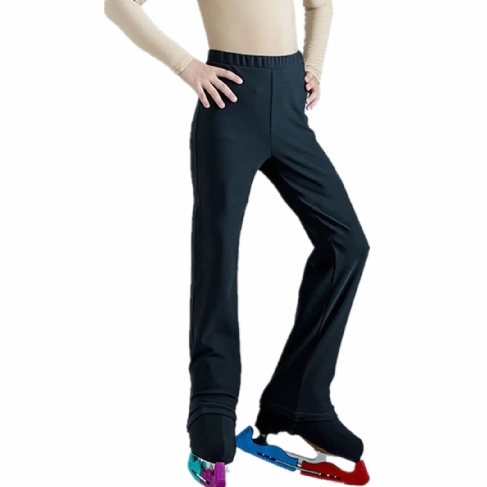 LIUHUO Pantaloni da pattinaggio artistico nero normale da uomo Pantaloni da pattinaggio da ragazzo