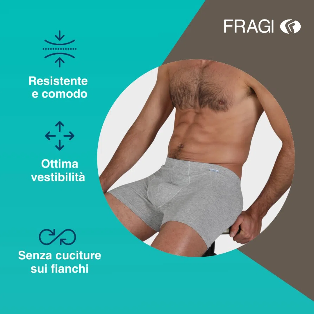 Fragi Boxer Uomo in Cotone Elasticizzato Senza Cuciture, Mutande Uomo in Tessuto Elastico, Made in Italy