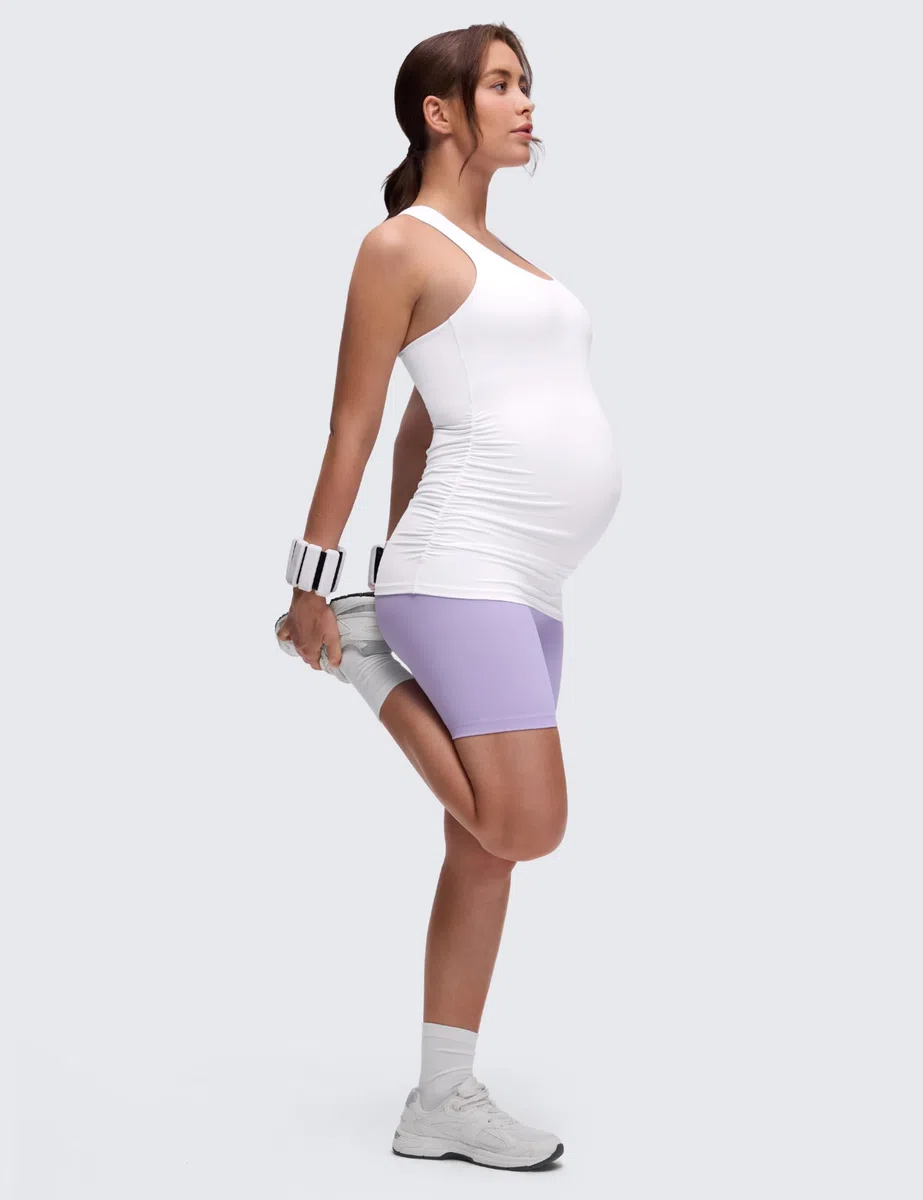 CRZ YOGA Butterluxe da Donna Racerback maternità Cisterna Cima Increspato Gravidanza Imbottito Yoga Cima