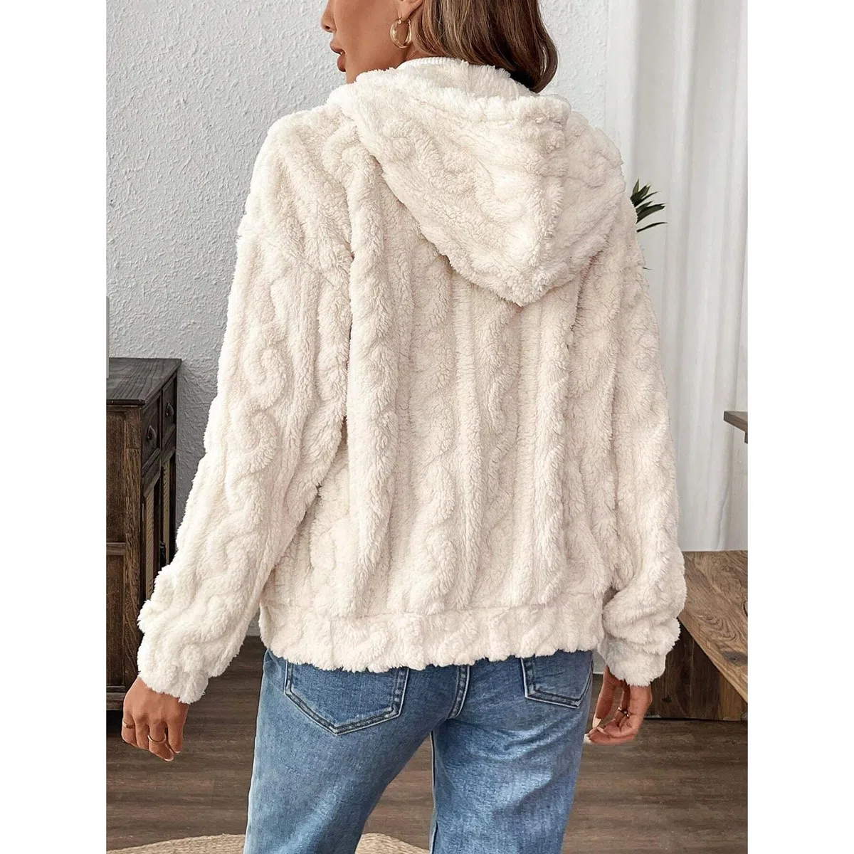 Yeenily Felpa Pile Donna con Zip Giacca Pile con Cappuccio Invernale Donna Giubbotto Invernale Felpa A Cappuccio con Tasca