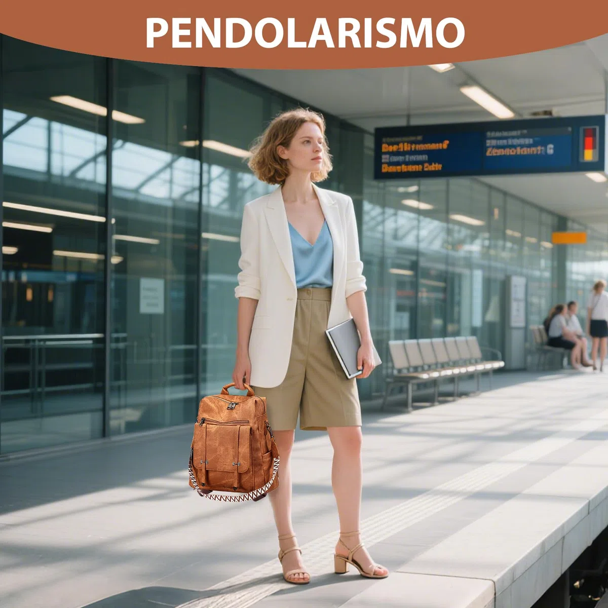 Leathario Zaino Donna in Pelle Vegana Impermeabile Antifurto,Borsa Elegante 3-in-1,Zaino da Lavoro, Viaggio e Uso Quotidiano(Marrone Smerigliato)
