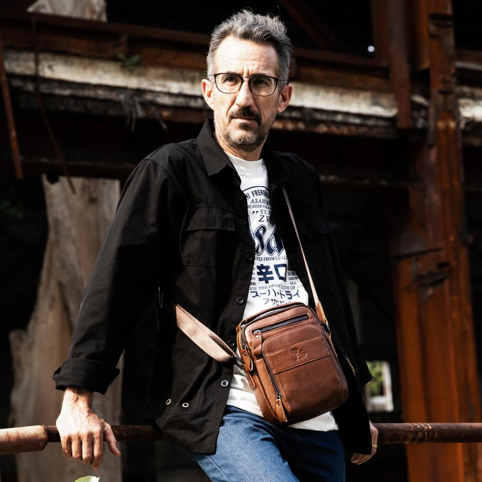 BAIGIO Borsello Uomo Pelle, Borsa a Tracolla Piccola Borsa da Uomini in Vera Pelle Casuale Borse Messenger per iPad iPhone e Viaggio Attività Commerciale