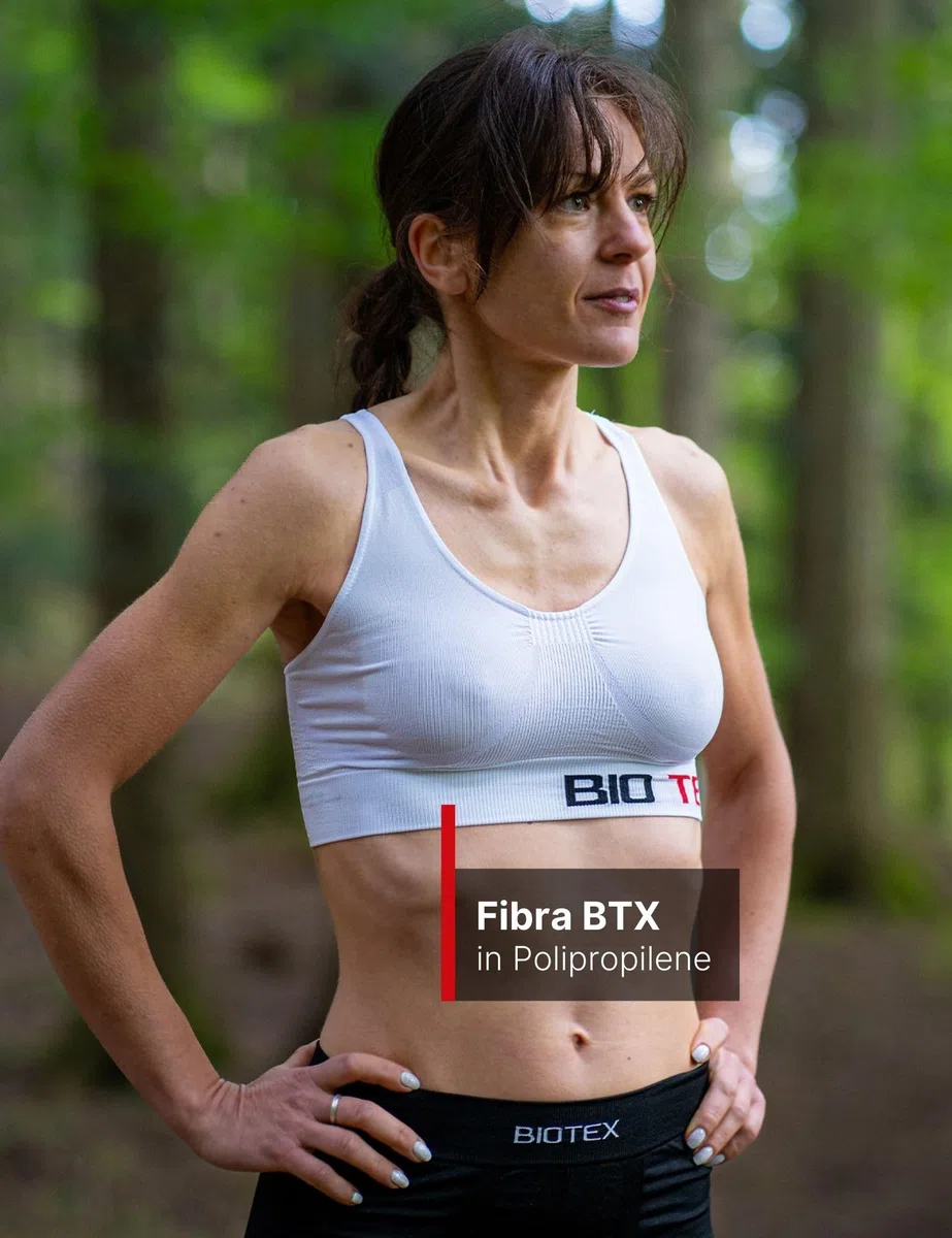 BIOTEX Reggiseno Sportivo da Donna per Fitness, Running e Ciclismo, Privo di Cuciture e Elasticizzato