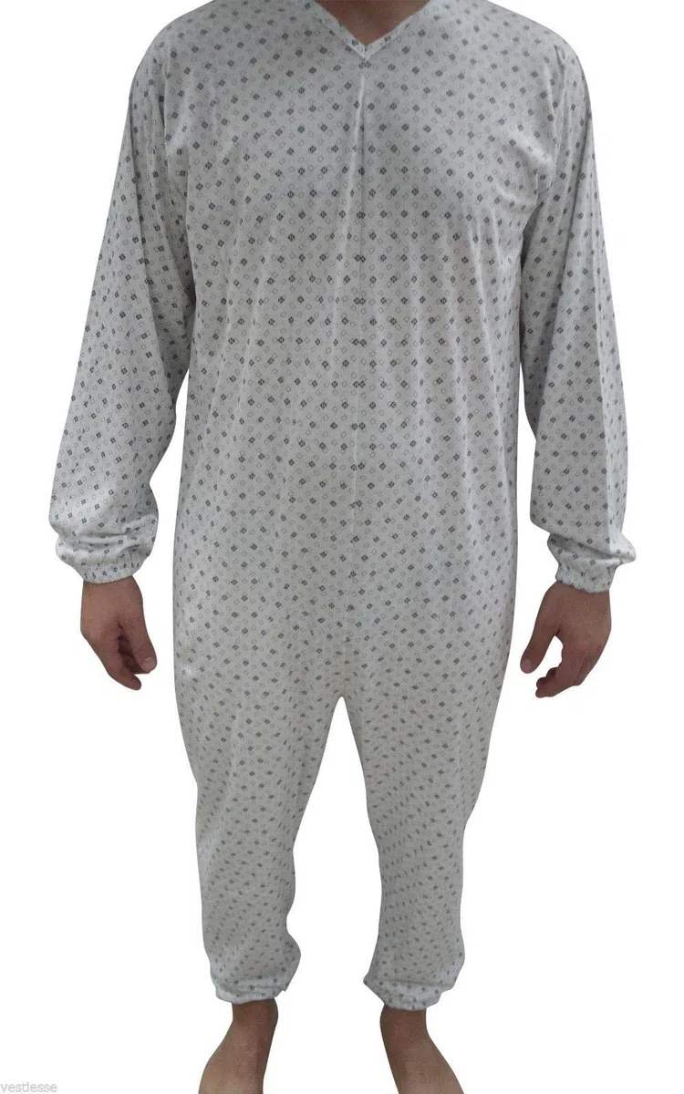 MADE IN ITALY Saggio Tutone Pigiama Intero Anziano Unisex Mezza Stagione