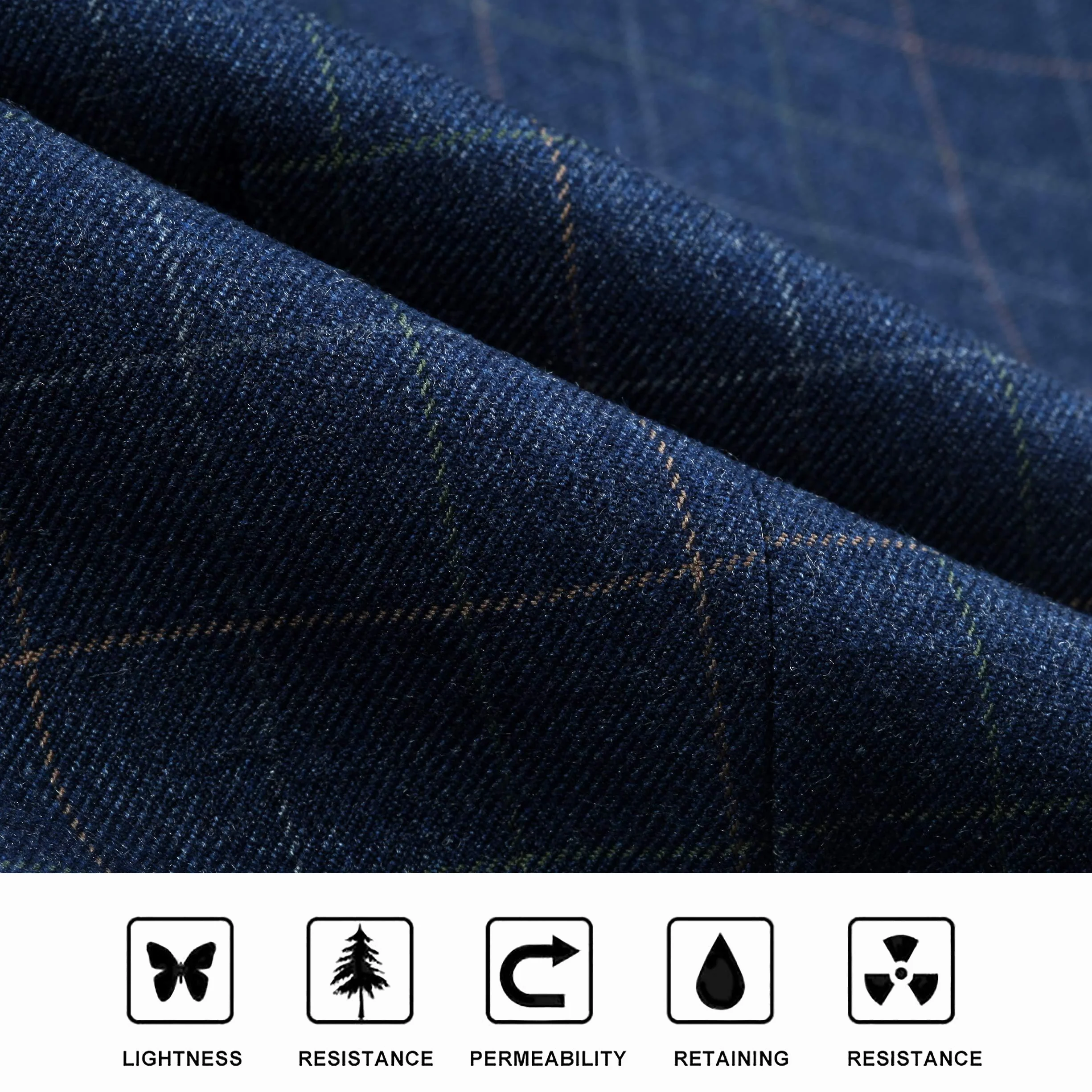 HISDERN Gilet da uomo arancione bruciato Gilet da matrimonio formale in cotone plaid classico Check Party Business Suit Vest