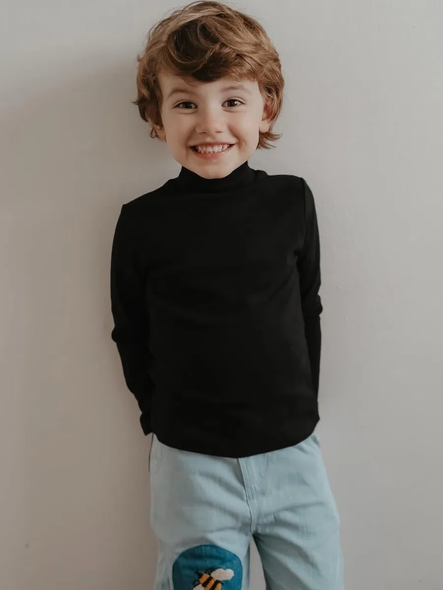 Volunboy Confezione da 3 Maglietta a Mezzo Collo Alto in Cotone per Bambini 1-6 Anni