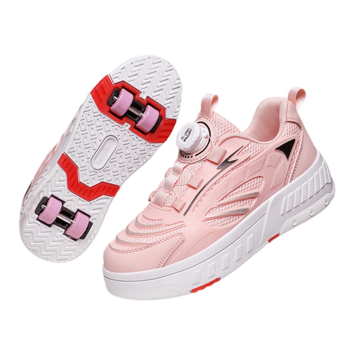 Hixingo Scarpe con Rotelle per Ragazzi Ragazze, Bambino 2 in 1 Scarpe da Skateboard Sneakers Sportive con Ruote, 28-38 EU Lacci Rotanti Scarpe Ginnastica Pattini a Rotelle