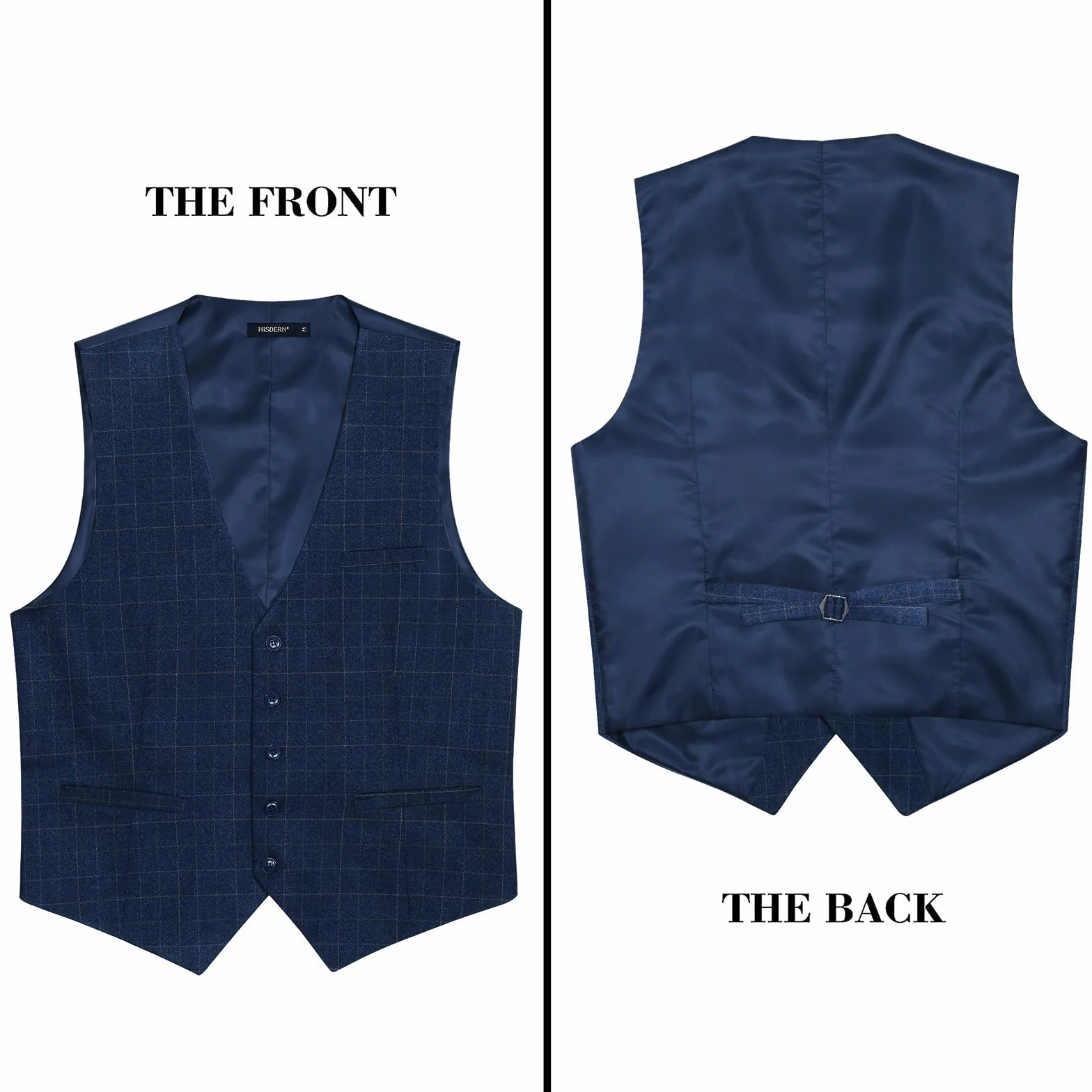 HISDERN Gilet da uomo arancione bruciato Gilet da matrimonio formale in cotone plaid classico Check Party Business Suit Vest