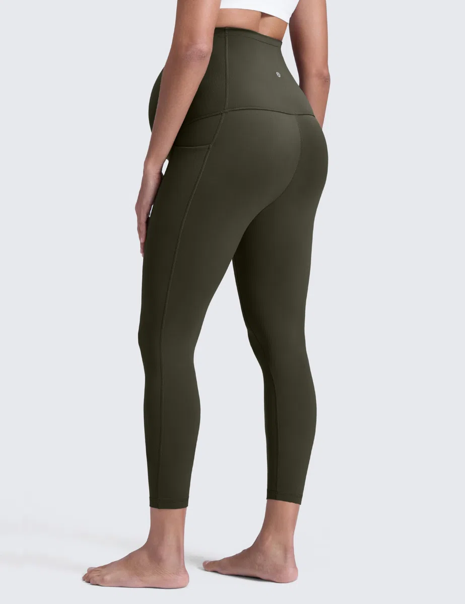 CRZ YOGA Donna Butterluxe maternità Leggings con Tasche 63cm - Allenamento Yoga Gravidanza Pantaloni