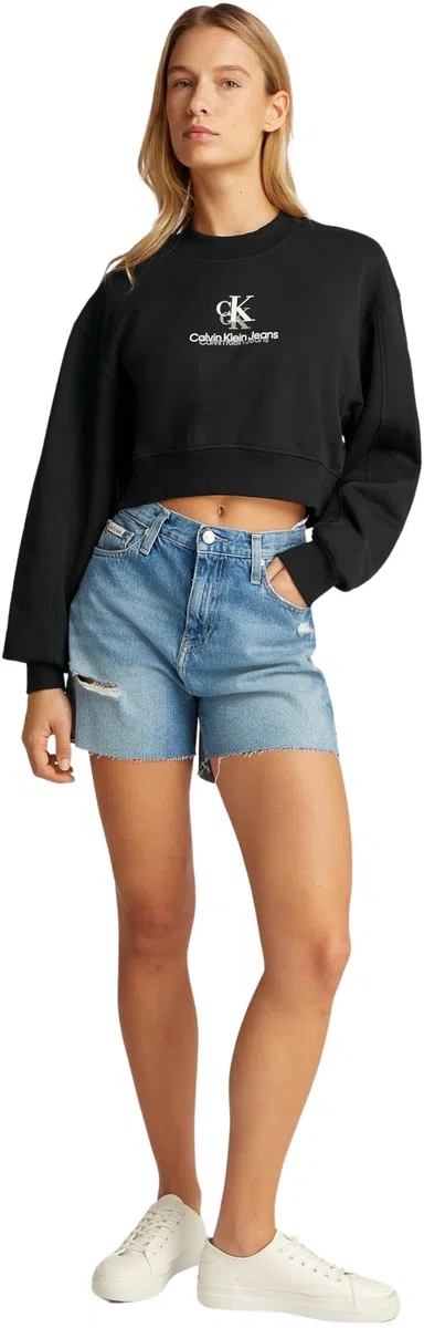 Calvin Klein Donna Felpa Shadow Graphic Crewneck Cropped