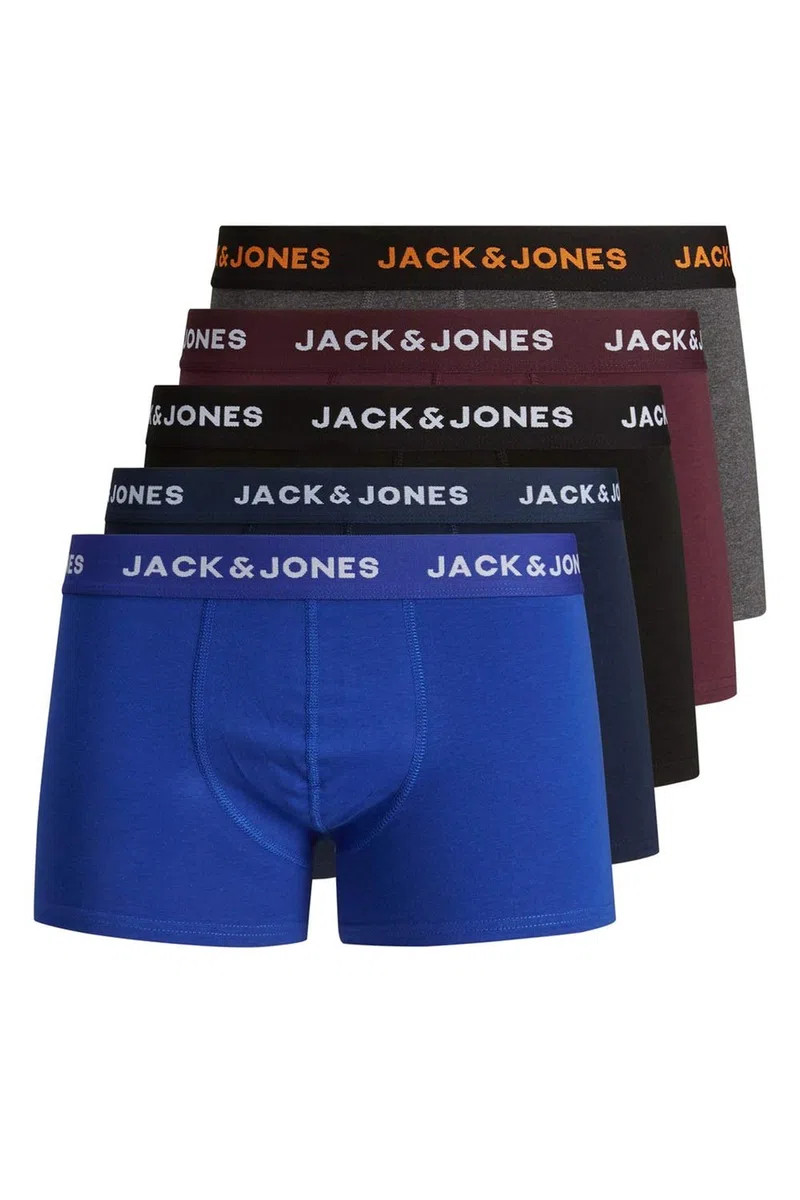 JACK & JONES Set da 5 Boxer Uomo Stretch Mutande Jersey Costume Intimo