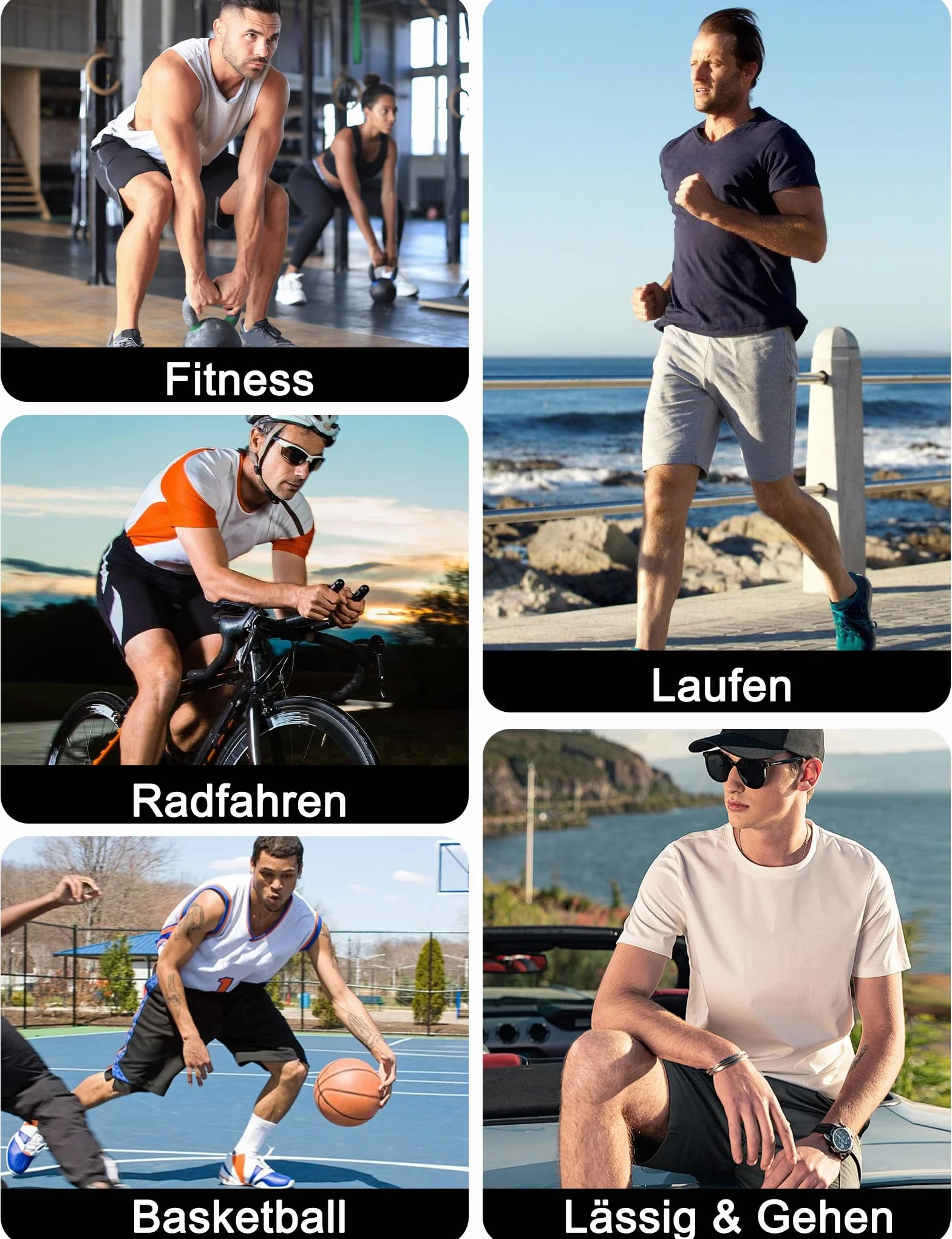 Pantaloncini Sportivi Uomo Confezione da 3 Estivi Shorts Running con Tasche Asciugatura Rapida Pantaloni Corti da Trekking Uomo Allenamento Fitness