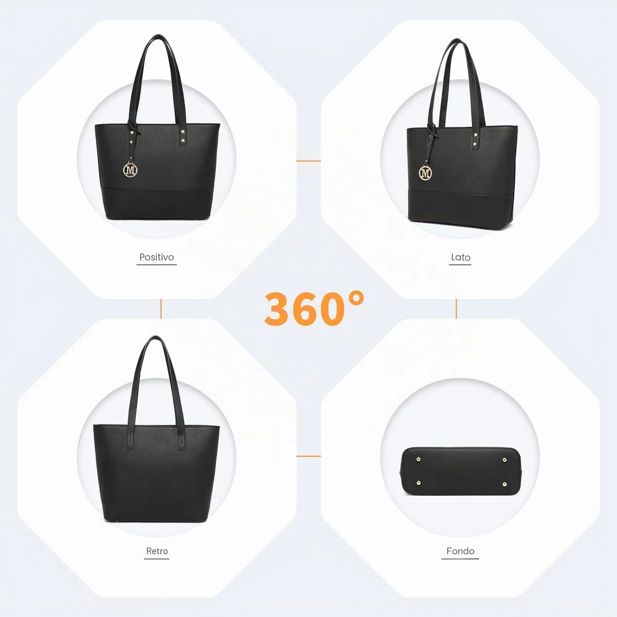 Miss Lulu Borse Mano Donna Pelle, Pochette Donna Multifunzione Set 3 Pezzi, Borsa Tracolla Spalla, Borse Tote Elegante Università Lavoro