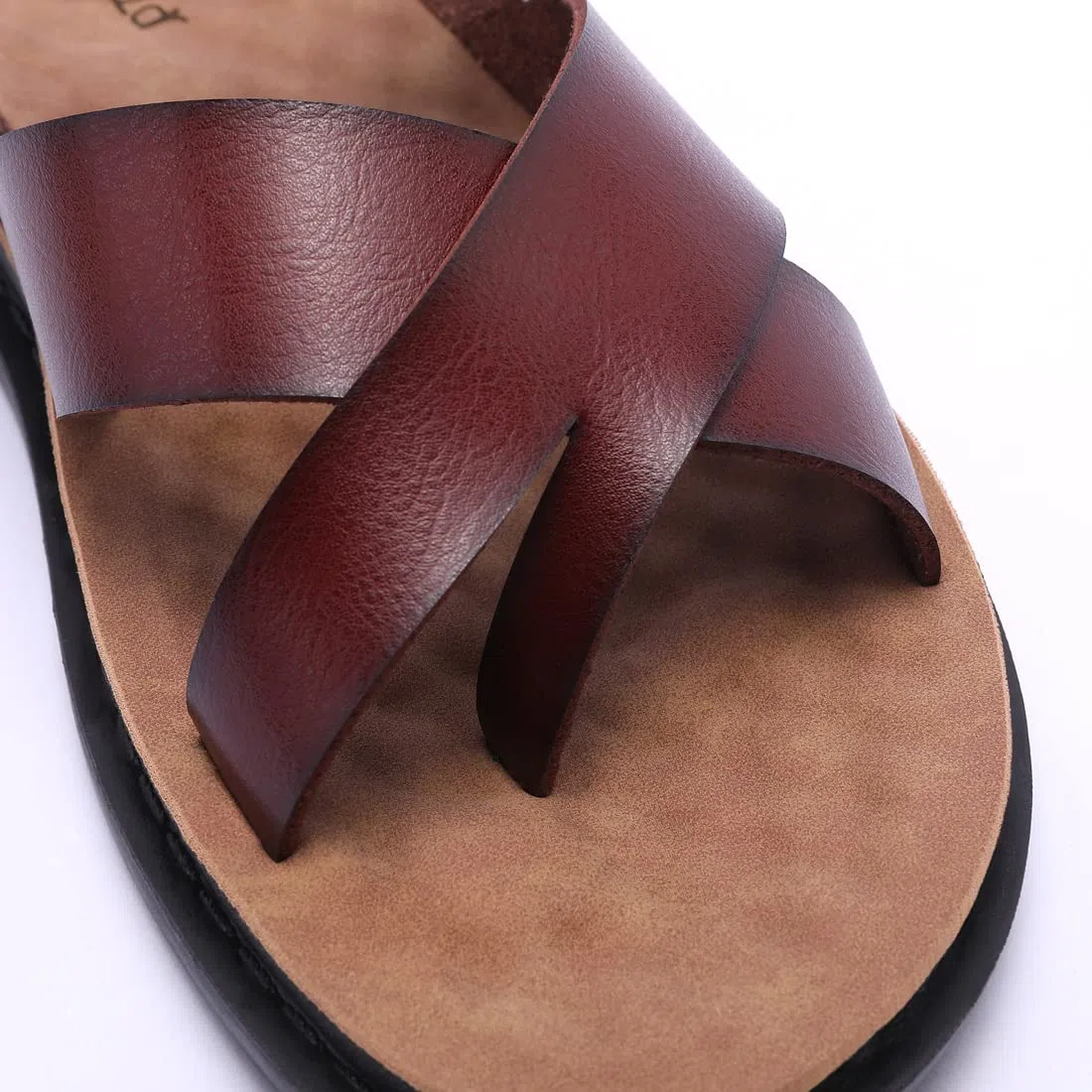 Harssindanzar Sandali infradito da uomo,Sandali in pelle Flip-Flops Slip On Cross Straps Slide Sandali Toe Ring Style per gli uomini KM221EU1