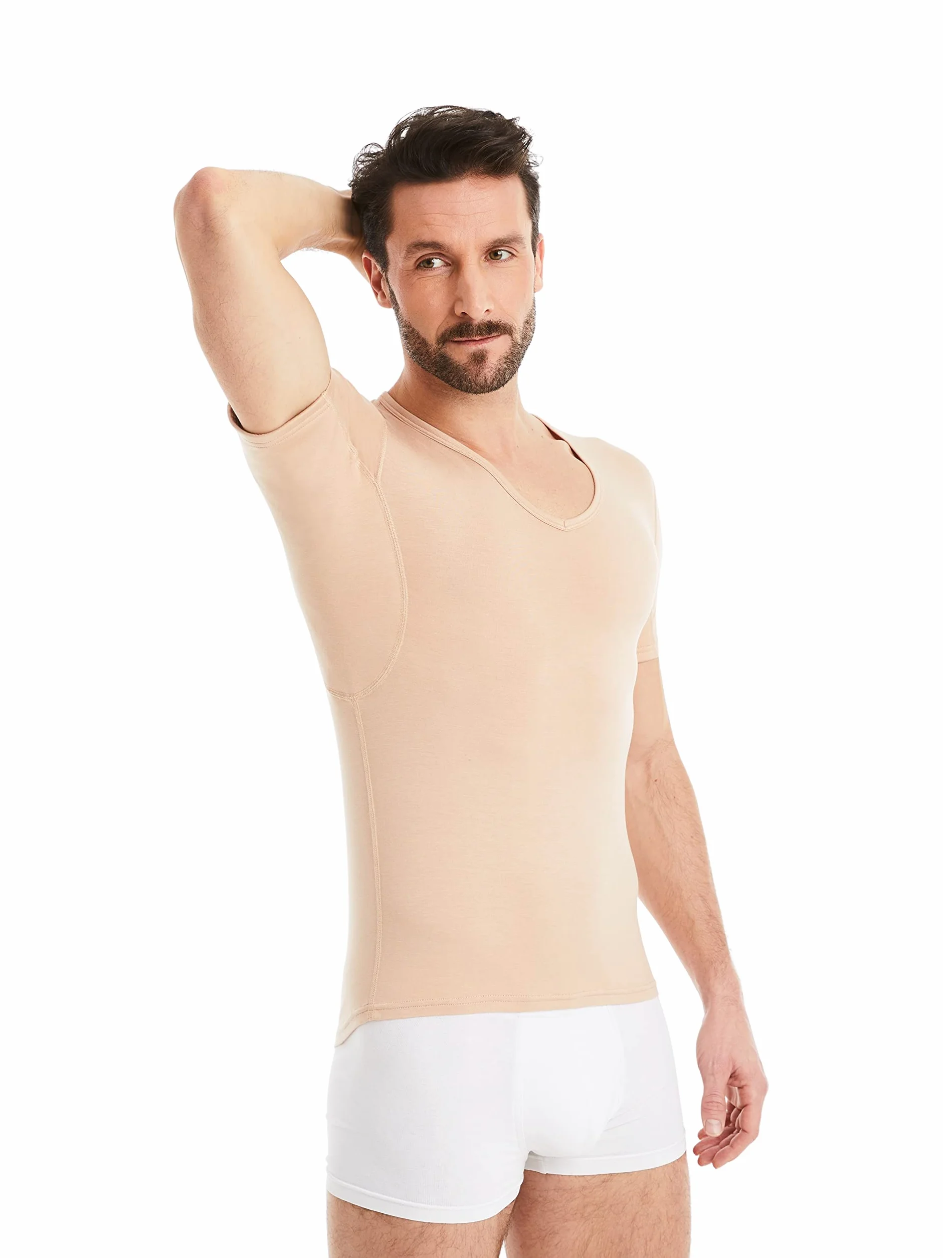 FINN Maglia Intima Anti-Sudore Uomo con Scollo a V e Assorbenti Ascellari Contro Sudorazione Eccessiva - Canottiera con Protezione Garantita Contro Macchie di Sudore e Cattivo Odore