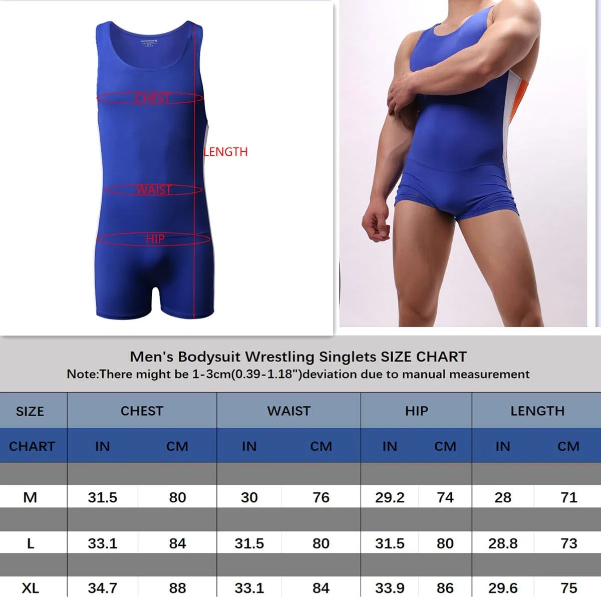 Uomo Wrestling Singlet Athletic Leotard Bodysuit Gym Sportswear Undershirt